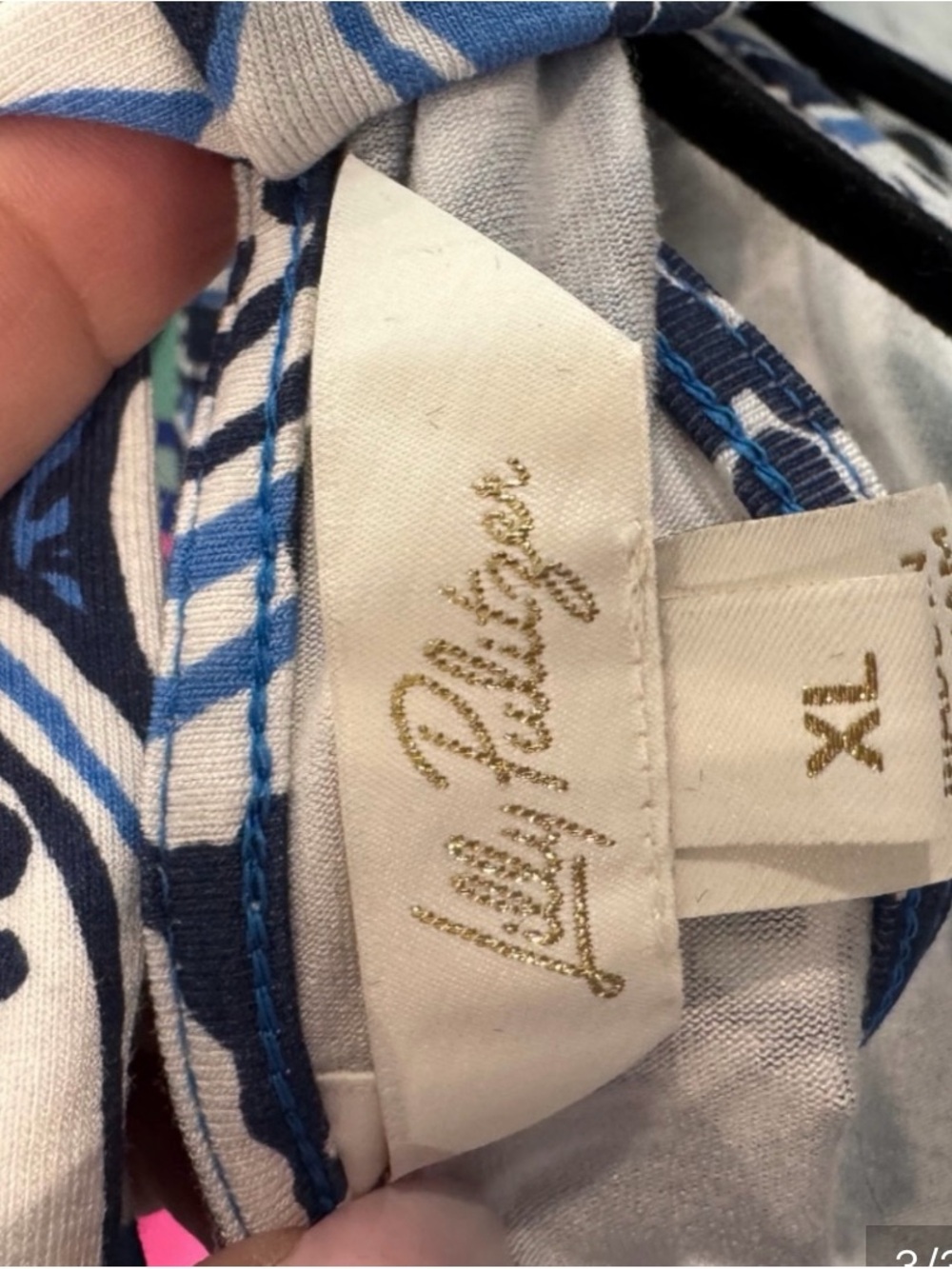Lilly Pulitzer Blue and White Printed Top - Picture 3 of 3